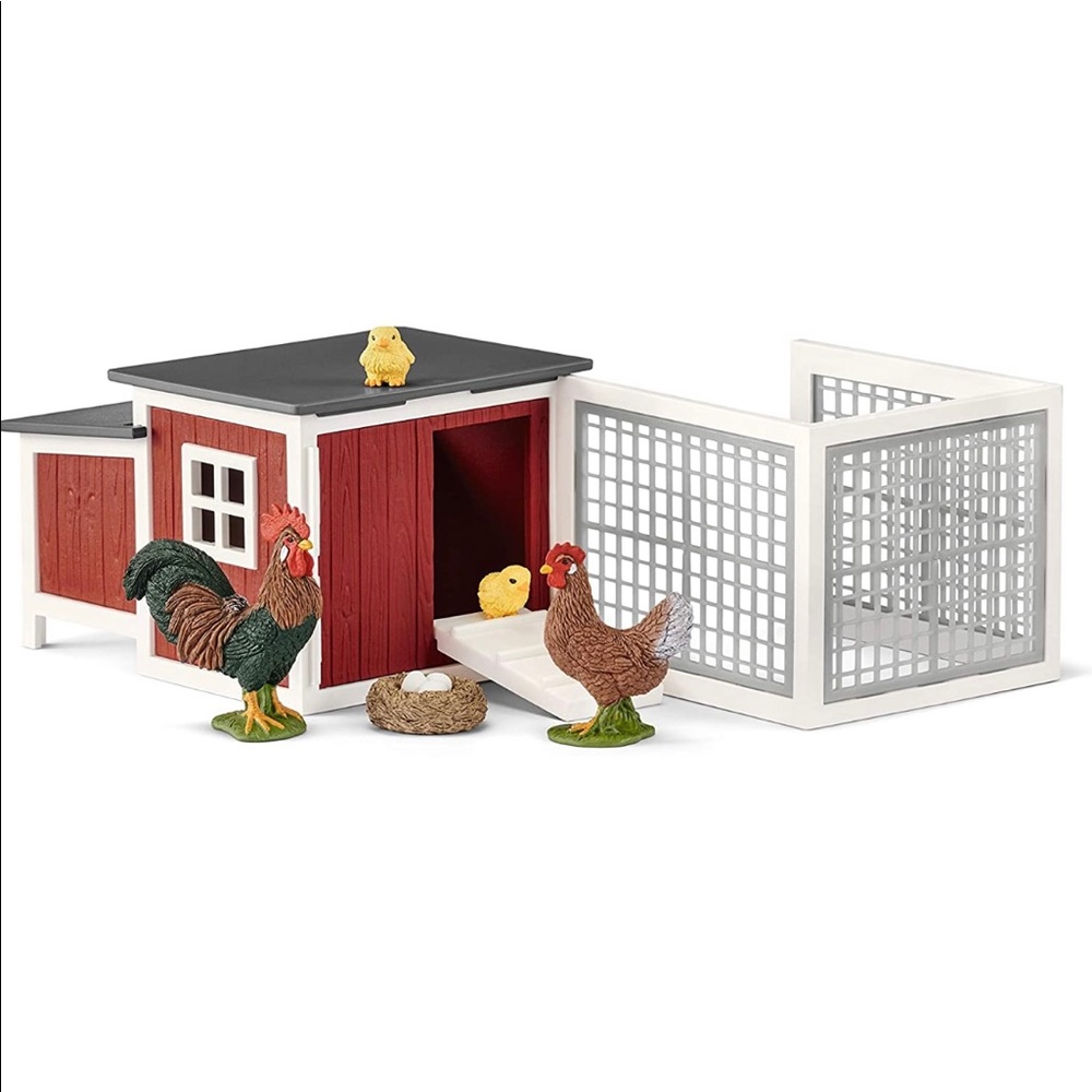 SCHLEICH Farm World Chicken Toy Coop & Farm Animal Toys for Kids Ages 3-8.